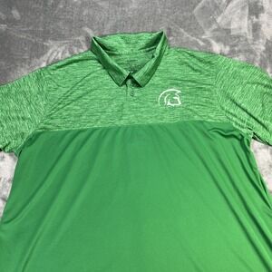 Michigan State Spartans Polo Mens 3XL Green Heather Lightweight Shirt Logo Patch